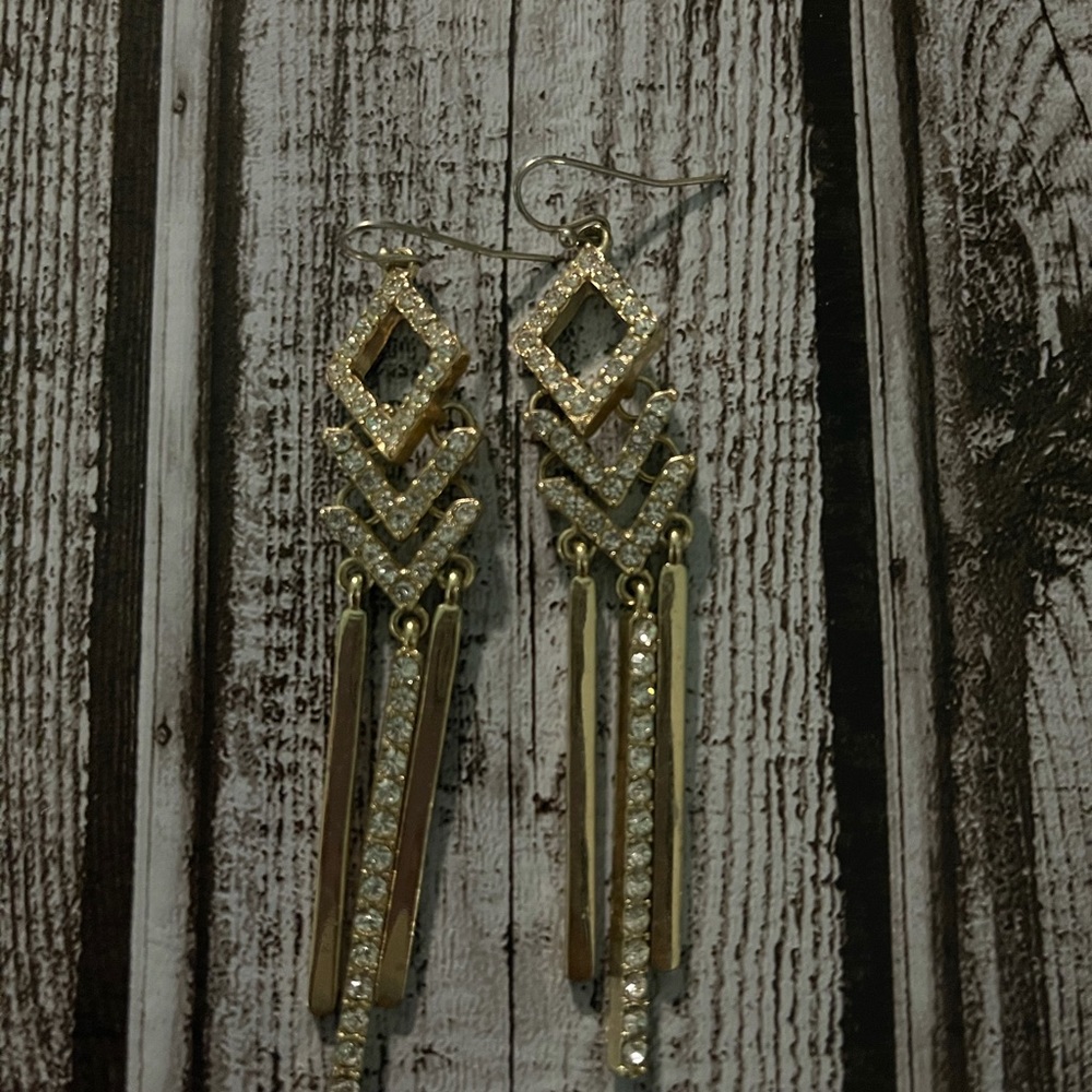 Gold long earrings
